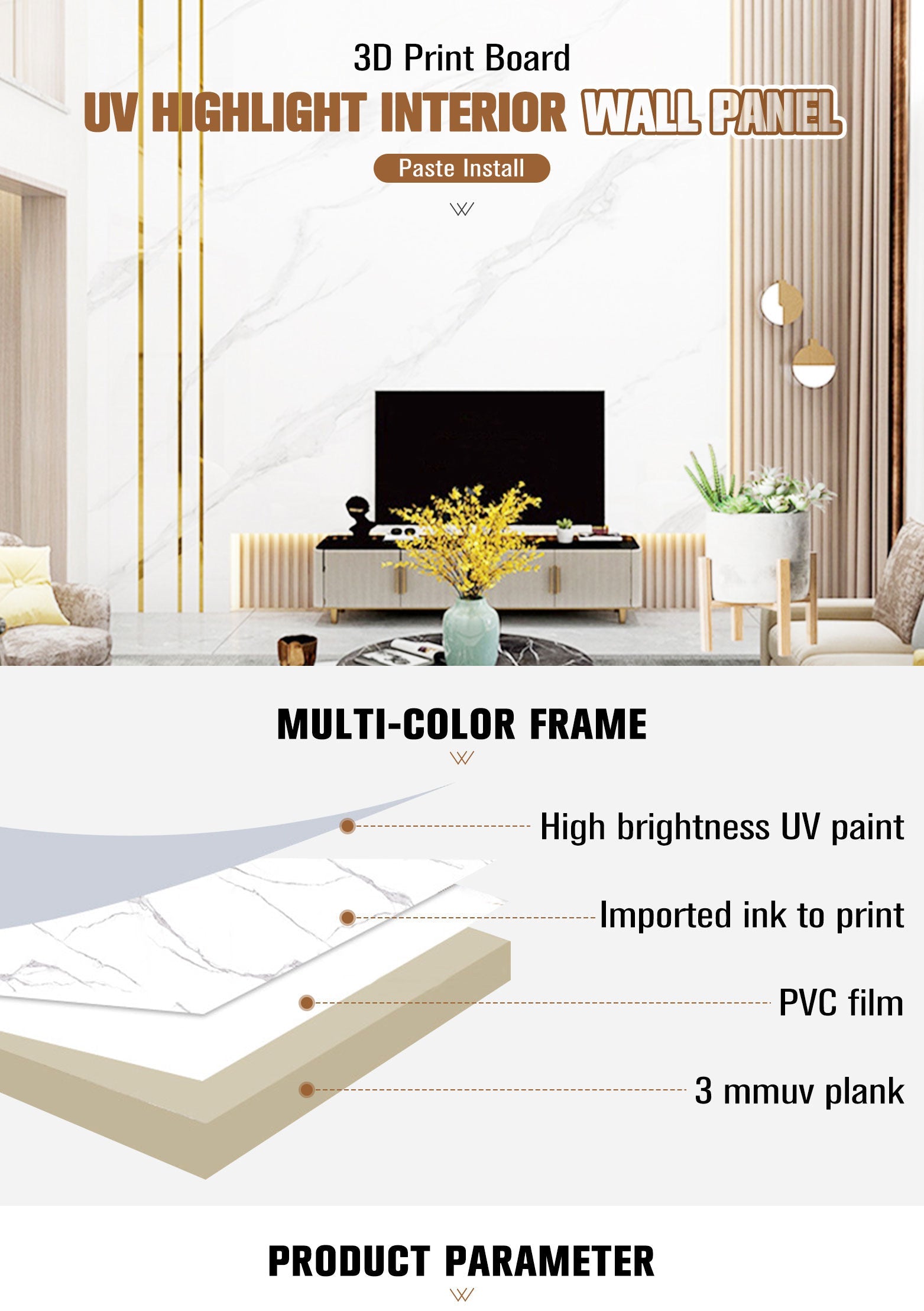 Wall Panel Easy To Install High Glossy Flexible Precision Pvc Marble Sheets Wall Panels