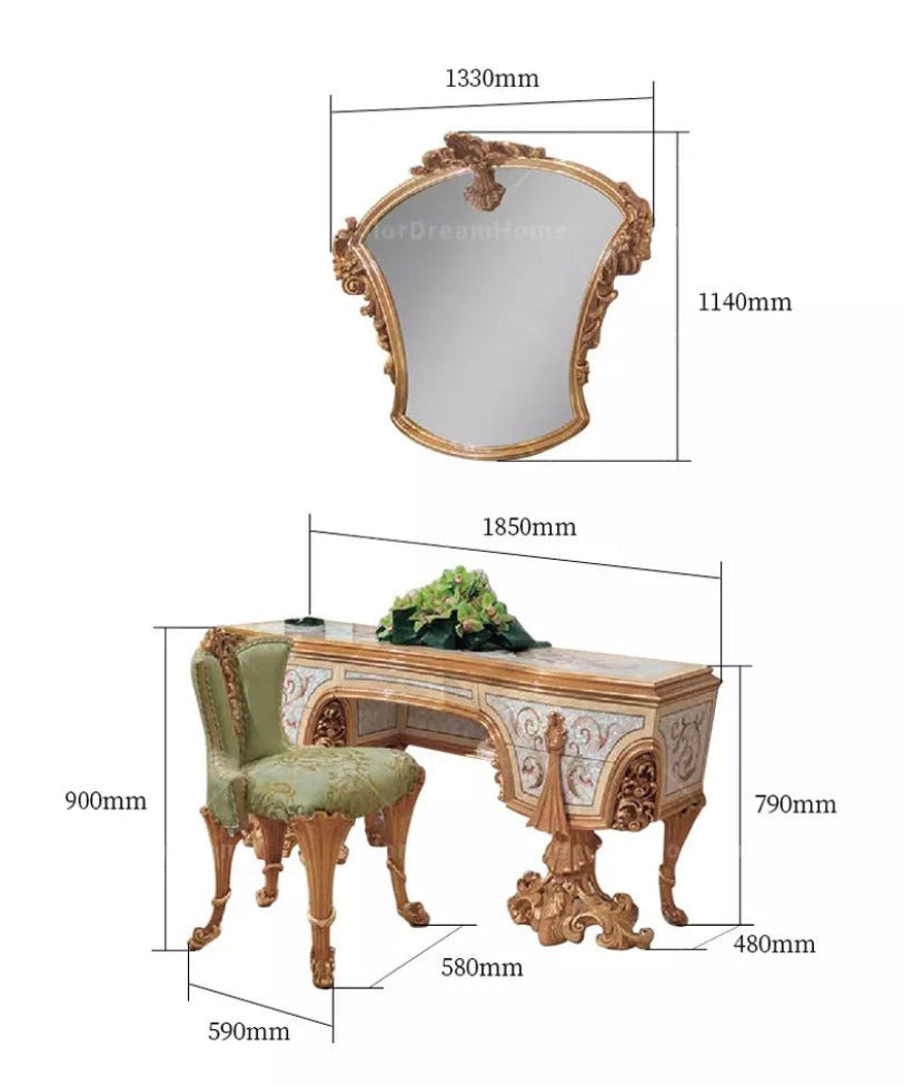 Luxury Antique Baroque Furniture Bedroom Set Handmade Dresser Set Schminktisch