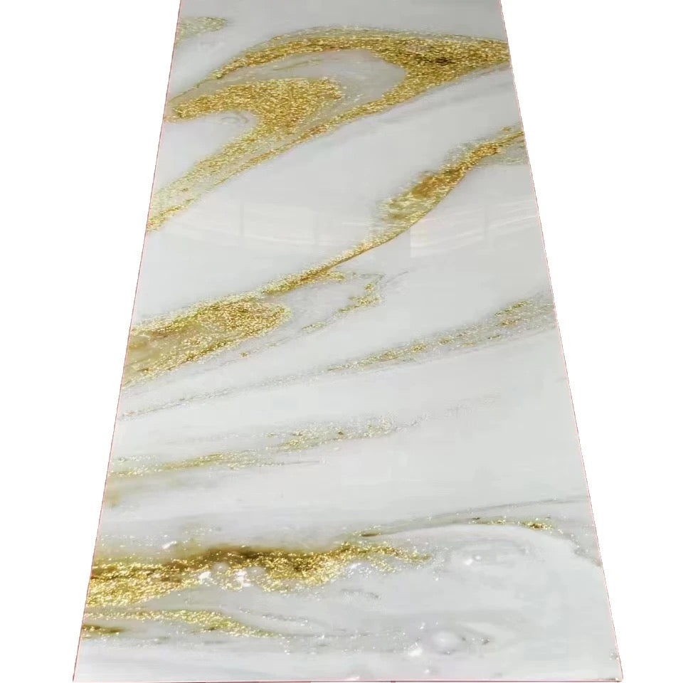 Wall Panel High Glossy 3D Printing Marble Sheet Uv Coating Pvc Easy To Install Decorative Wall Panels