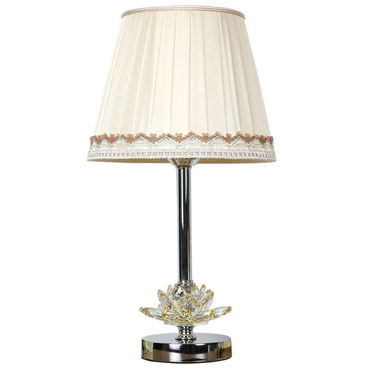 Table Lamp Cordless Fabric Shade Antique Nordic Design Crystal Lamp