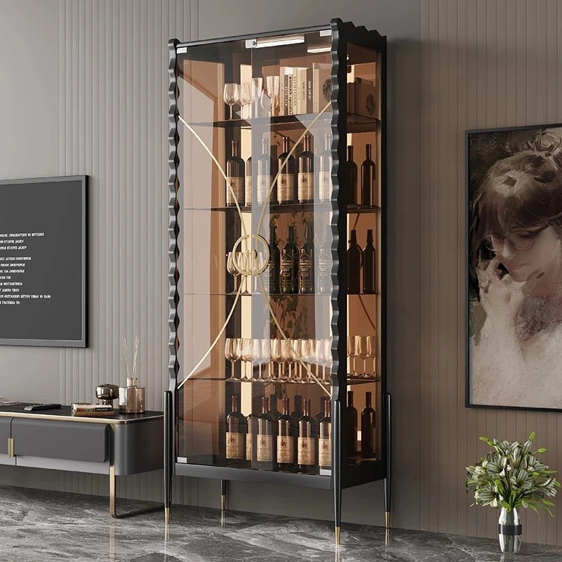 Display Wine Cabinet Light Luxury Glass Wine Cabinet Wall Modern Living Room Display Cabinets