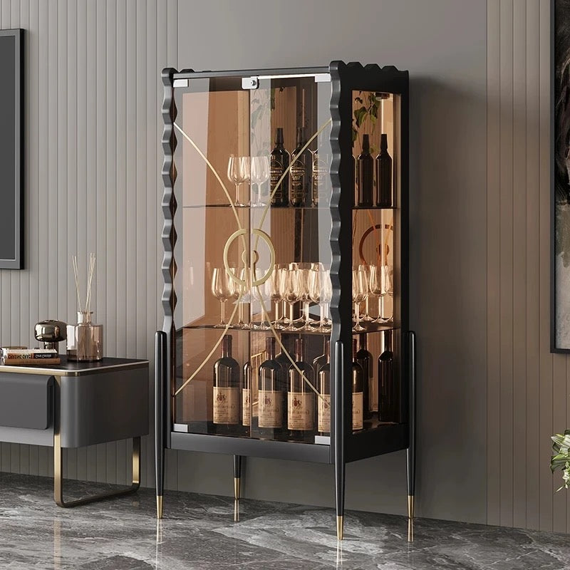 Display Wine Cabinet Light Luxury Glass Wine Cabinet Wall Modern Living Room Display Cabinets