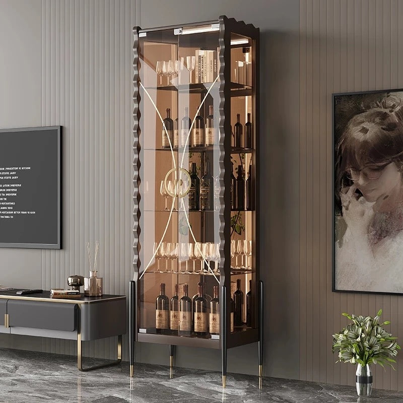 Display Wine Cabinet Light Luxury Glass Wine Cabinet Wall Modern Living Room Display Cabinets