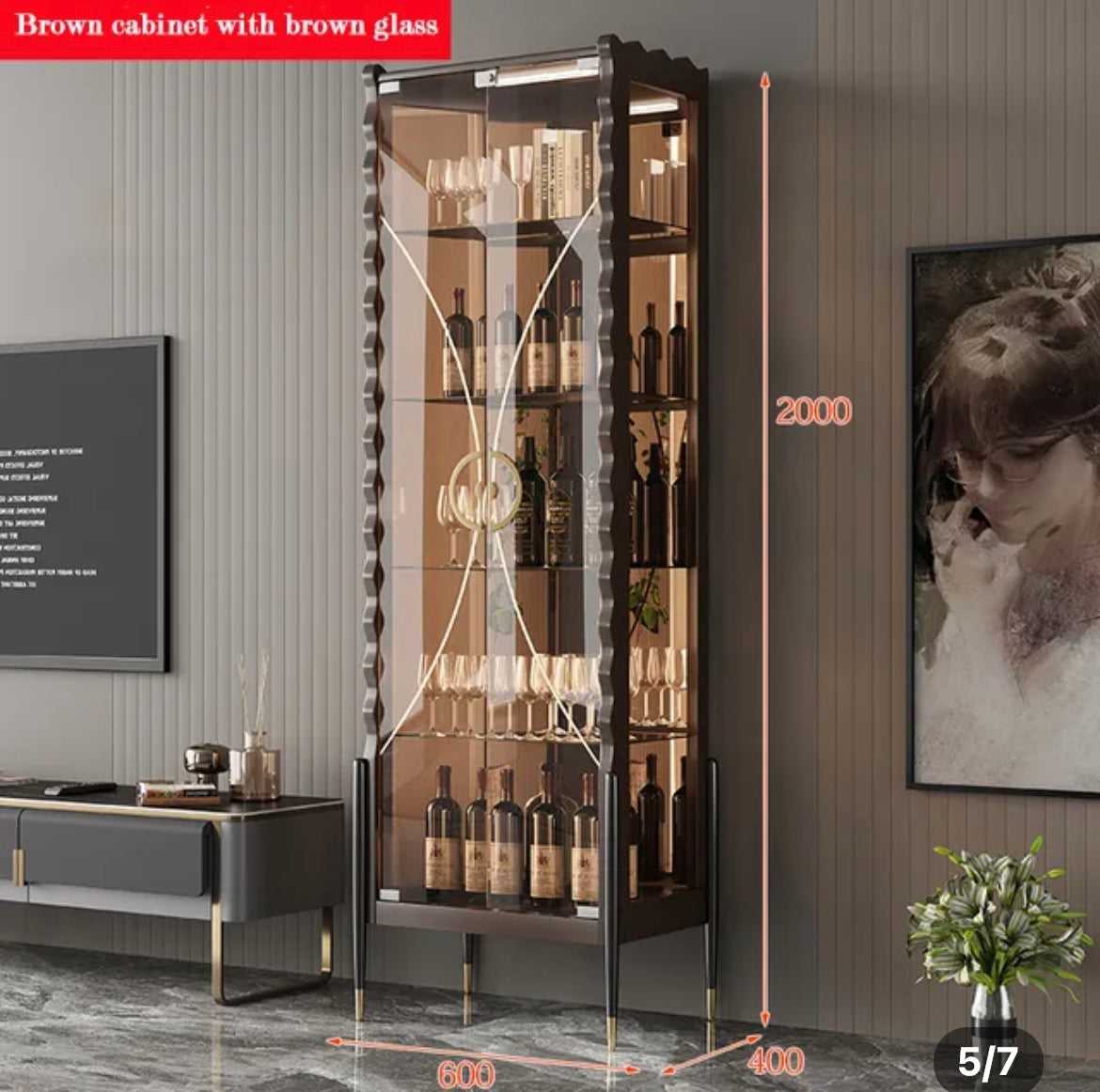 Display Wine Cabinet Light Luxury Glass Wine Cabinet Wall Modern Living Room Display Cabinets