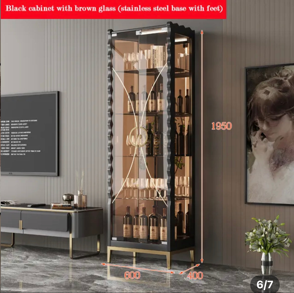 Display Wine Cabinet Light Luxury Glass Wine Cabinet Wall Modern Living Room Display Cabinets