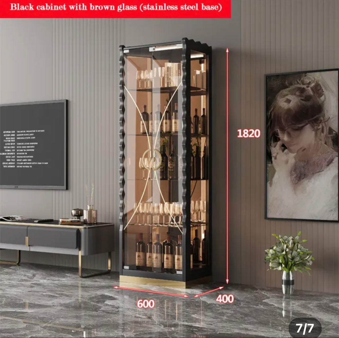 Display Wine Cabinet Light Luxury Glass Wine Cabinet Wall Modern Living Room Display Cabinets