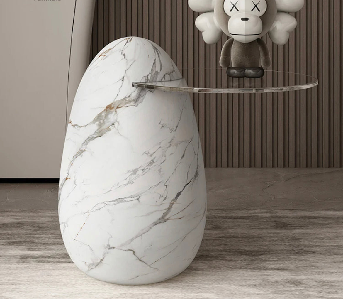 Side Table Luxury Creative Design  Marble Egg Shape Living Room Furniture Corner Tables