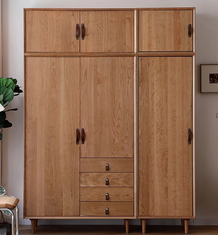 Wardrobe Bedroom Furniture Nordic Style Japanese Cherry Solid Wood Bedroom Wardrobe