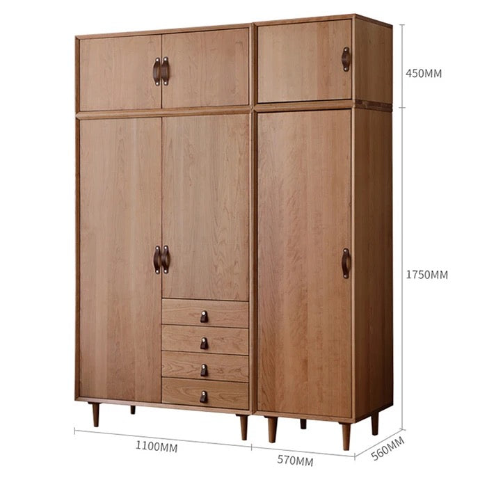 Wardrobe Bedroom Furniture Nordic Style Japanese Cherry Solid Wood Bedroom Wardrobe