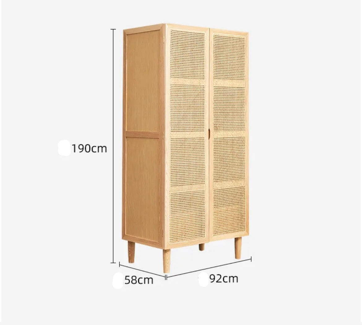 Wardrobe Nordic Solid Wood Modern Bedroom Cabinet Rattan Japanese Design Home Hotel Furniture