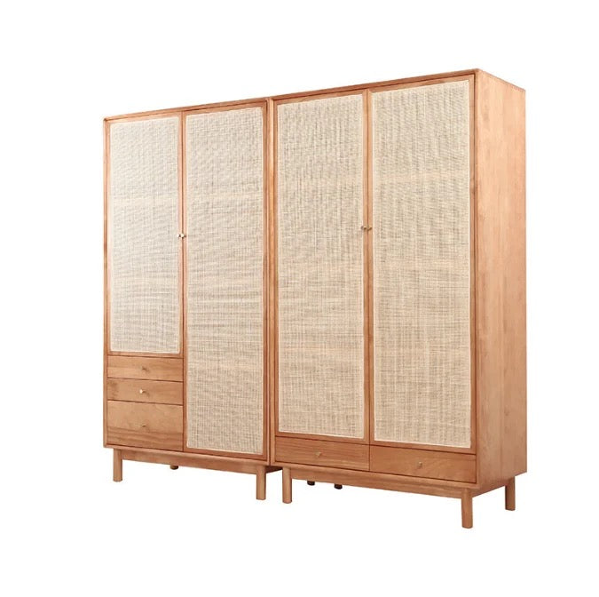 Wardrobe Nordic Design Solid Wood Cherry Wood Furniture Sliding Door Bedroom Wardrobe