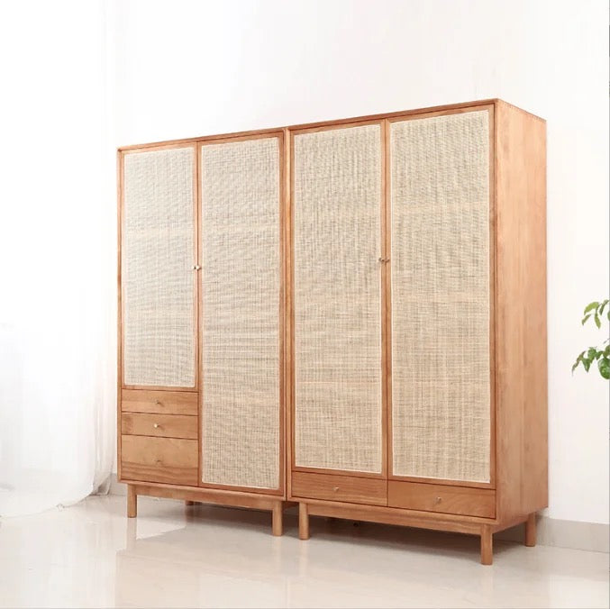 Wardrobe Nordic Design Solid Wood Cherry Wood Furniture Sliding Door Bedroom Wardrobe