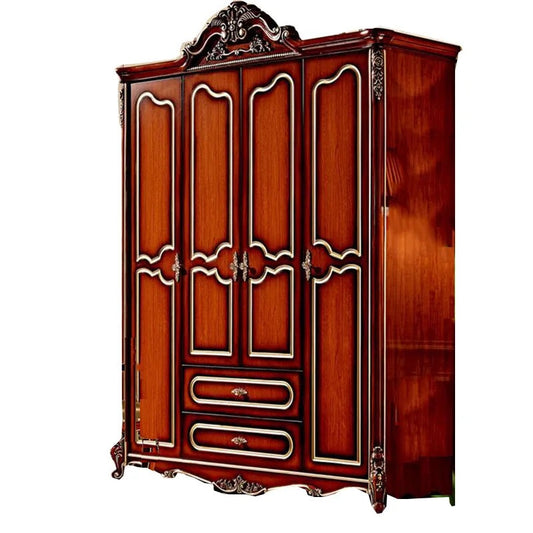 Wardrobe European Antique Four Door Wardrobe French Baroque Style Bedroom Furniture