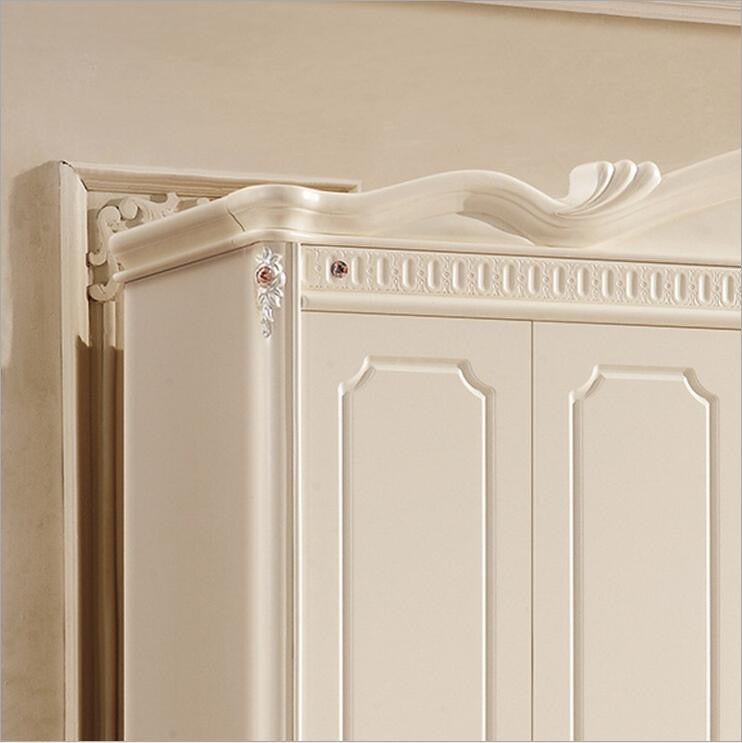 Wardrobe European French Antique Four Door Wardrobe Bedroom Furniture Solid Wood White Wardrobe