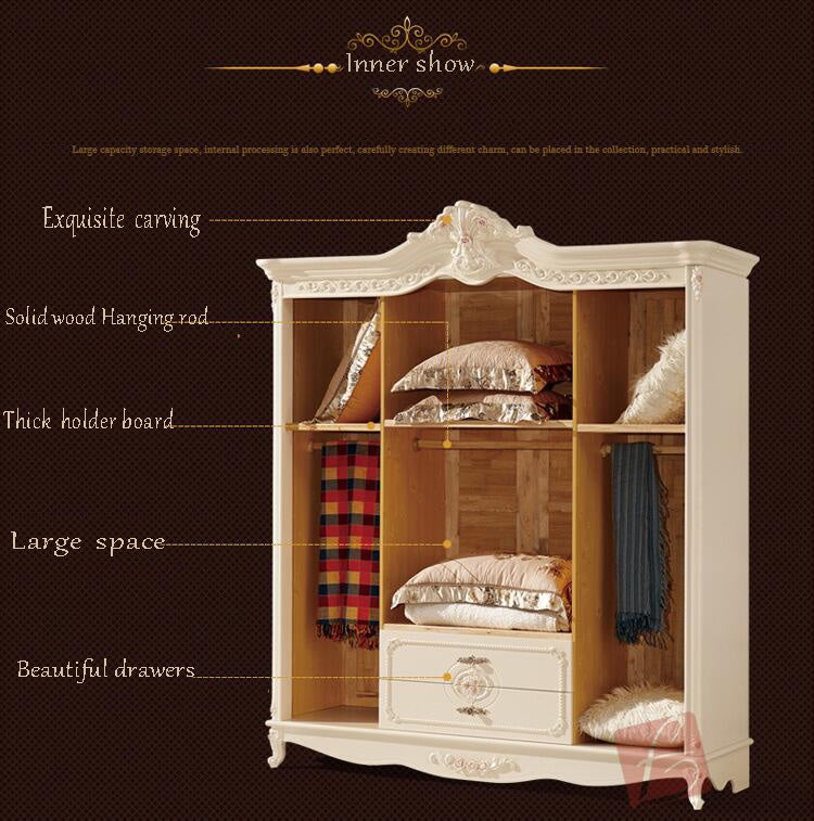 Wardrobe European Antique Four Door Wardrobe French Bedroom Furniture White Wardrobe