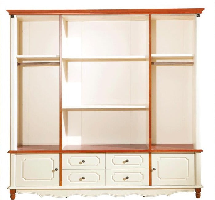 Wardrobe European Antique Four Door Solid Wood Wardrobe French Bedroom Furniture Wardrobe