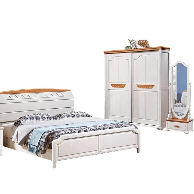 Bedroom Furniture Mediterranean Style Customizable Ivory White Color Wardrobe