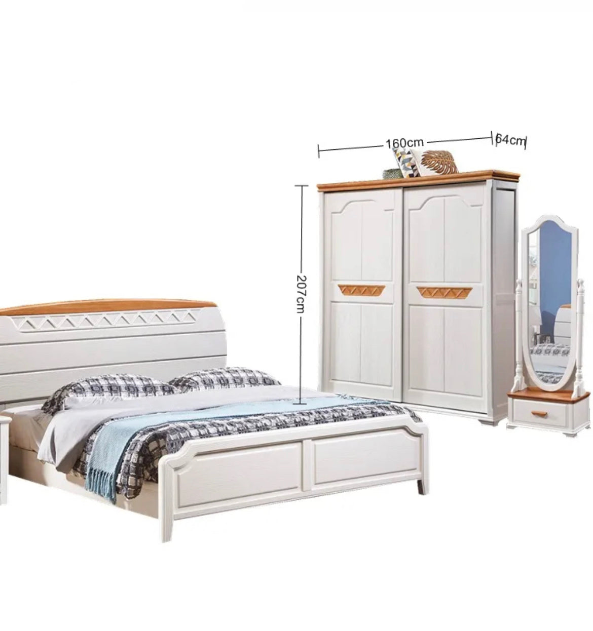 Bedroom Furniture Mediterranean Style Customizable Ivory White Color Wardrobe