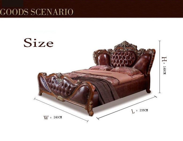 Double Bed Modern European Solid Wood Fashion Carved French Baroque Bedroom Furniture