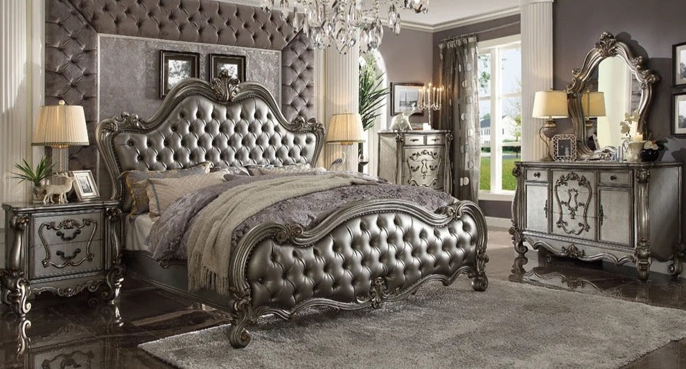 Bedroom Sets American Luxury Master Bedroom Furniture High End Baroque Design Double Leather Bed Set