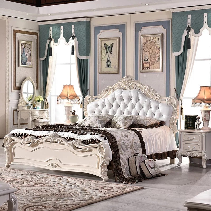 Bedroom Set White Solid Ash Wood French Antique Bedroom Furniture Design