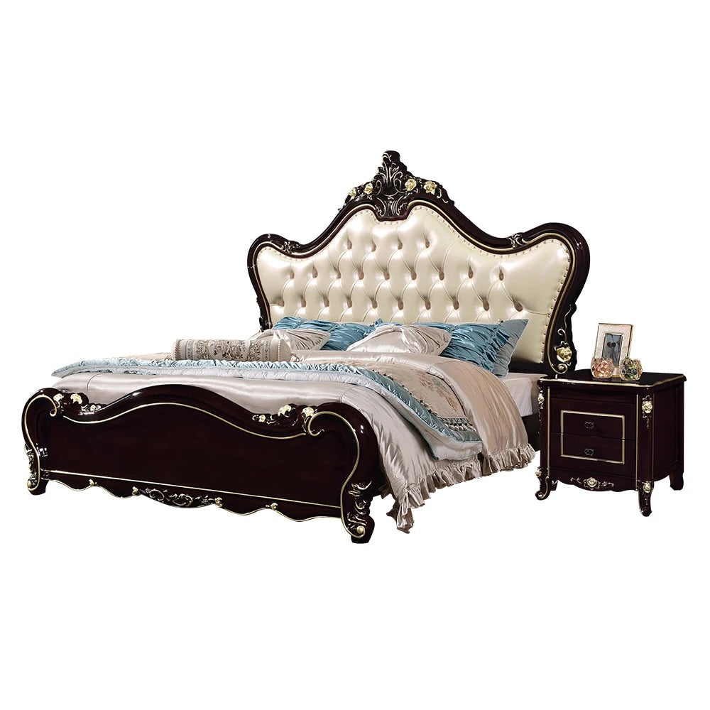 Bedroom Bed Royal Design Leather Bed Bedroom Furniture Luxury European Double Bed Set