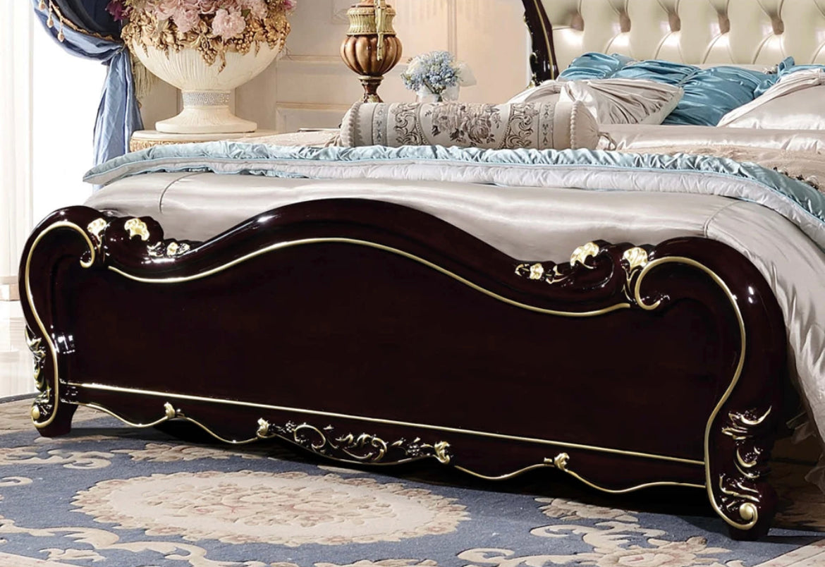 Bedroom Bed Royal Design Leather Bed Bedroom Furniture Luxury European Double Bed Set