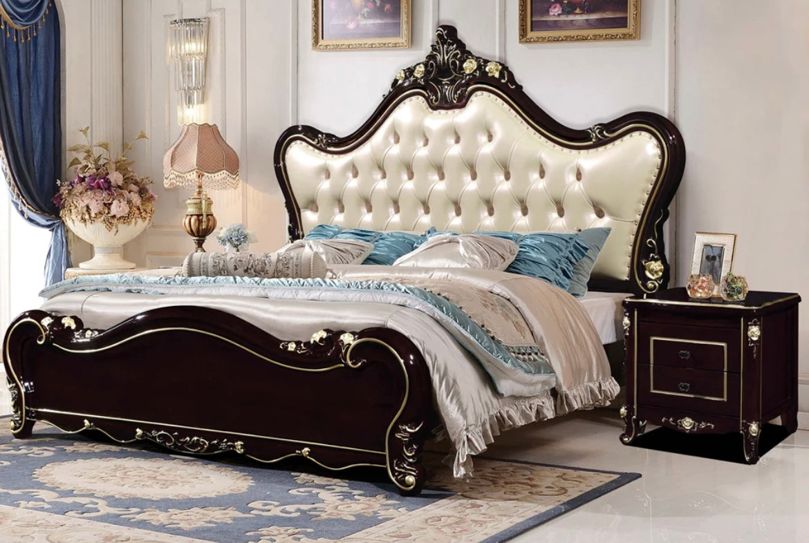 Bedroom Bed Royal Design Leather Bed Bedroom Furniture Luxury European Double Bed Set