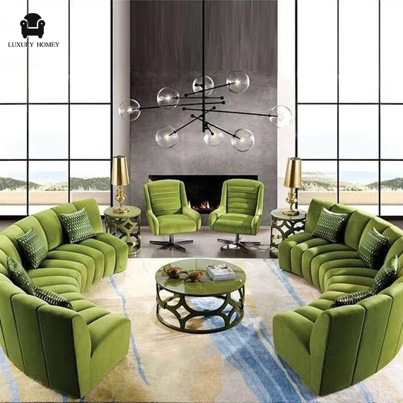 Sectional Sofa Custom American High-End Leather Modern Design Velvet Curved Living Room Furniture Sofas