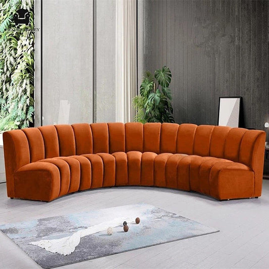 Sectional Sofa Custom American High-End Leather Modern Design Velvet Curved Living Room Furniture Sofas