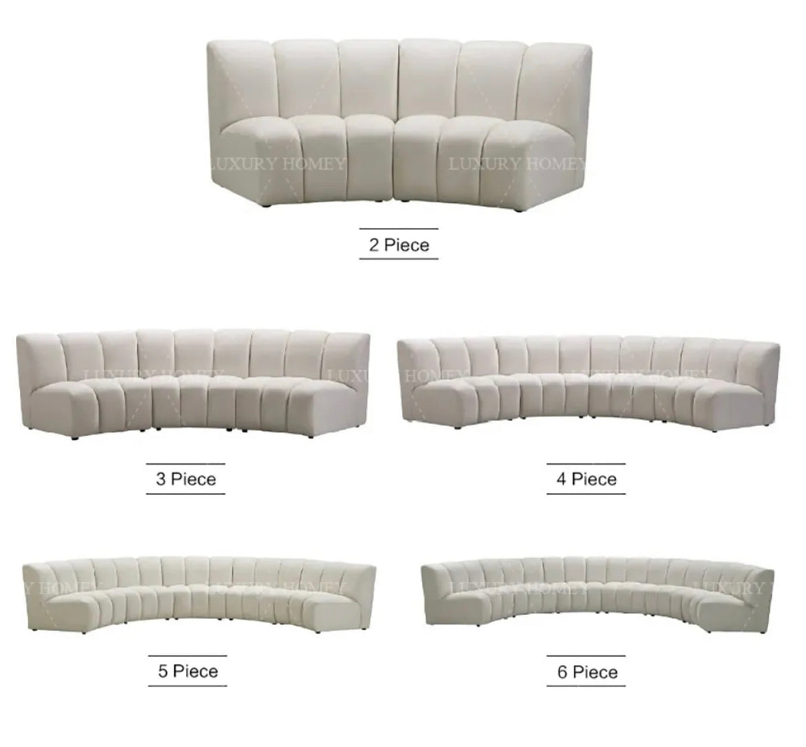 Sectional Sofa Custom American High-End Leather Modern Design Velvet Curved Living Room Furniture Sofas