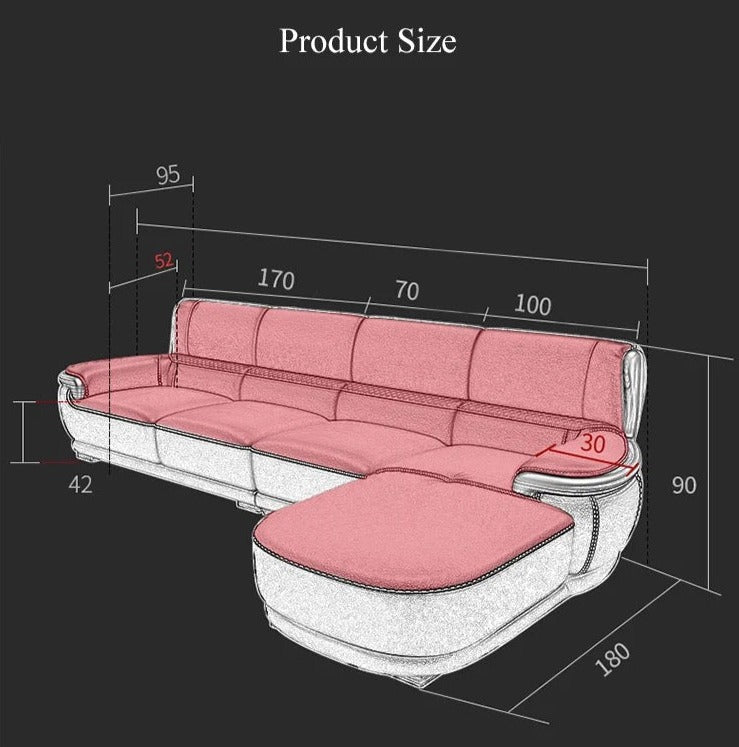 3+2+1 Leather Sofa Living Room European Design Nordic Genuine Leather Furniture L Shape Sofa Set