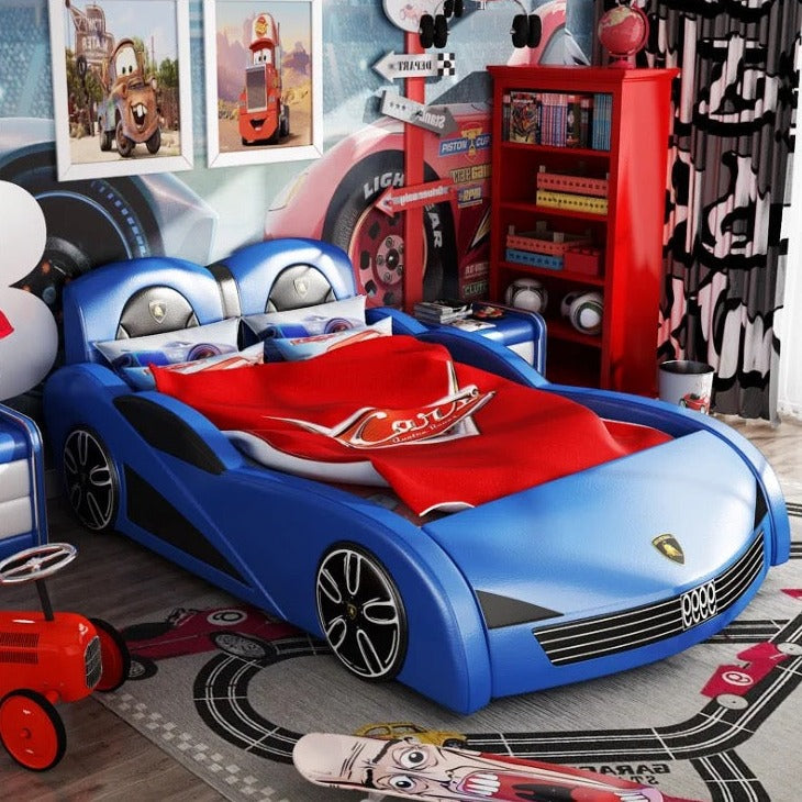 Kids Bedroom Solid Wood Bed Boys Bedroom Furniture Design Cartoon Car Beds