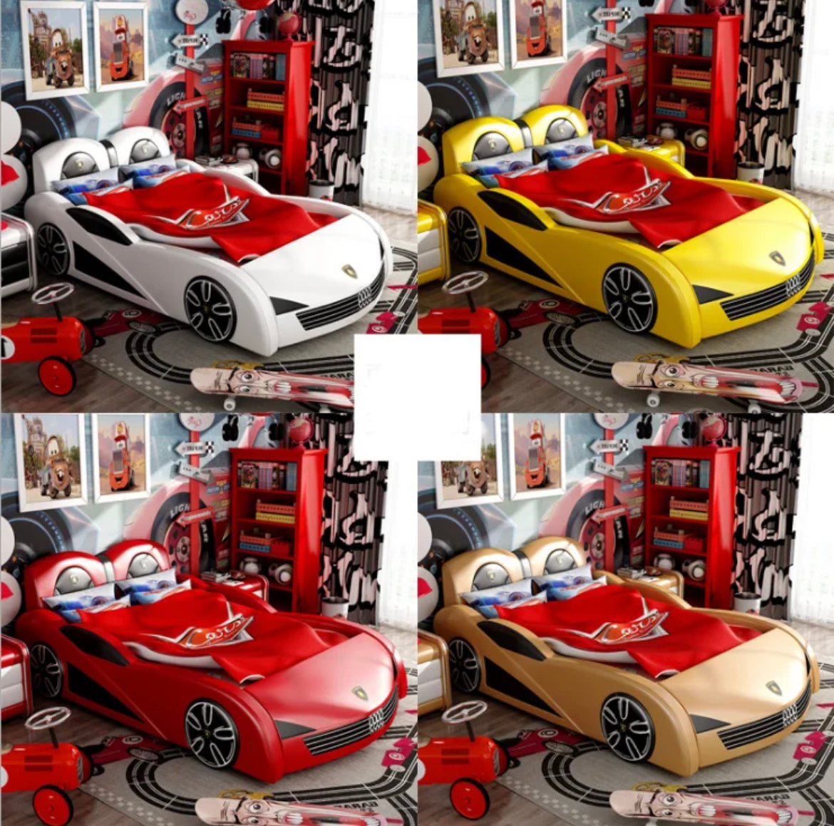 Kids Bedroom Solid Wood Bed Boys Bedroom Furniture Design Cartoon Car Beds