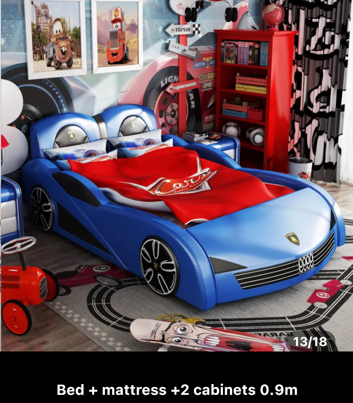 Kids Bedroom Solid Wood Bed Boys Bedroom Furniture Design Cartoon Car Beds