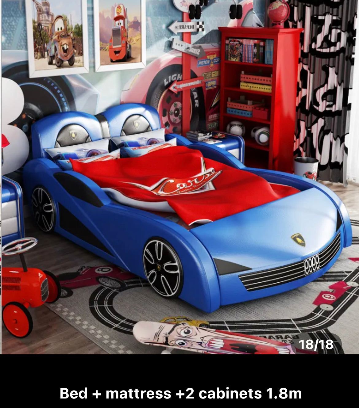 Kids Bedroom Solid Wood Bed Boys Bedroom Furniture Design Cartoon Car Beds