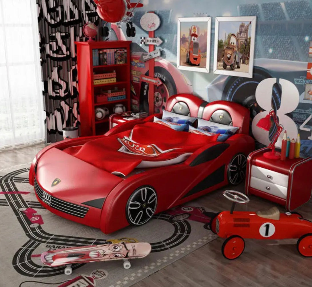 Kids Bedroom Solid Wood Bed Boys Bedroom Furniture Design Cartoon Car Beds