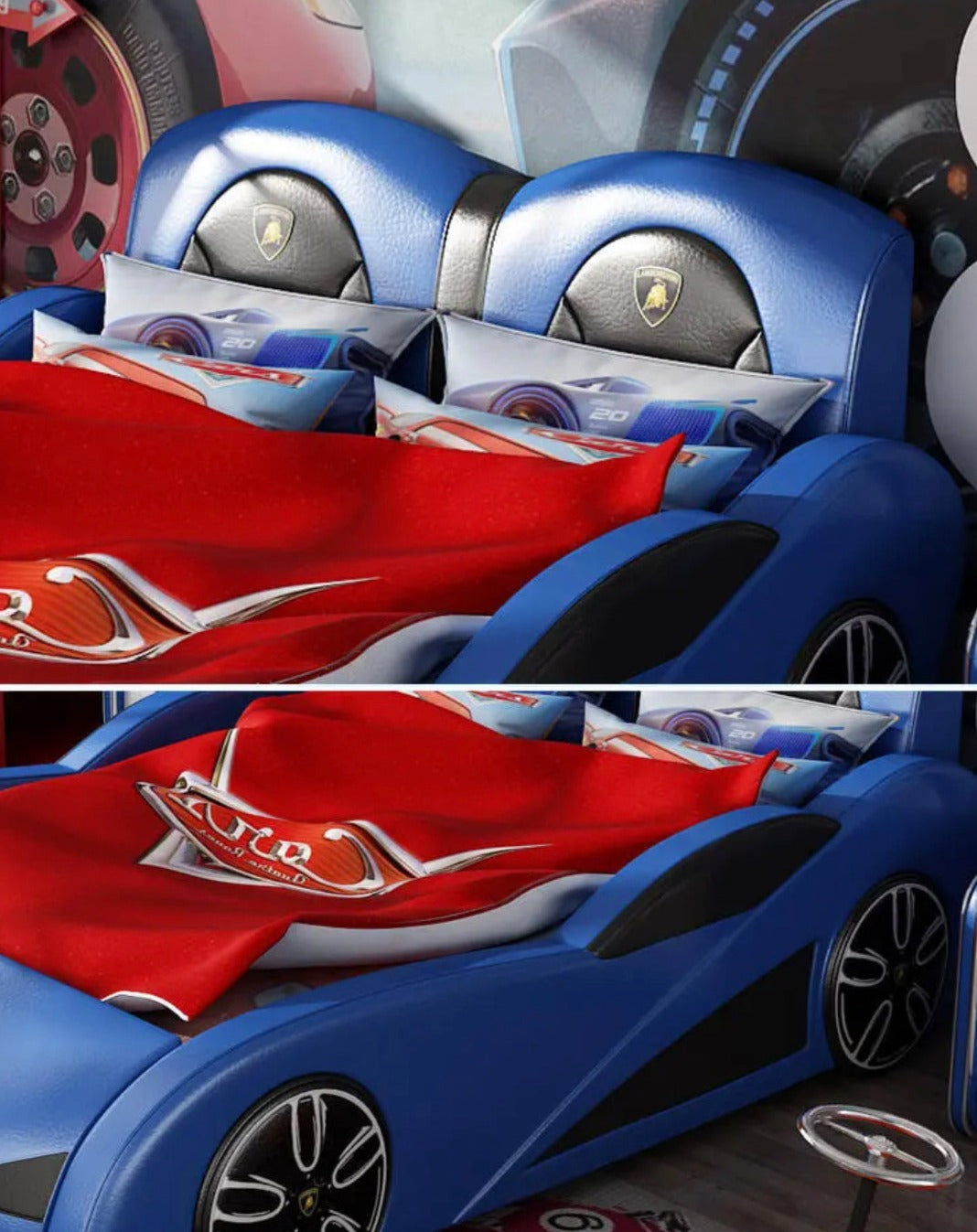 Kids Bedroom Solid Wood Bed Boys Bedroom Furniture Design Cartoon Car Beds