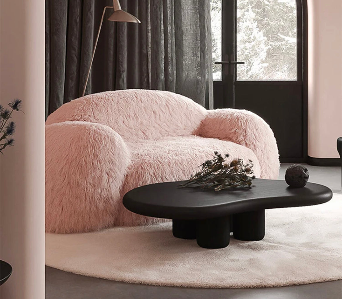 3+2+1 Sofa Set Modern Accent Pink Wool Sofas Living Room Lounge Teddy Luxury Design Furnitures