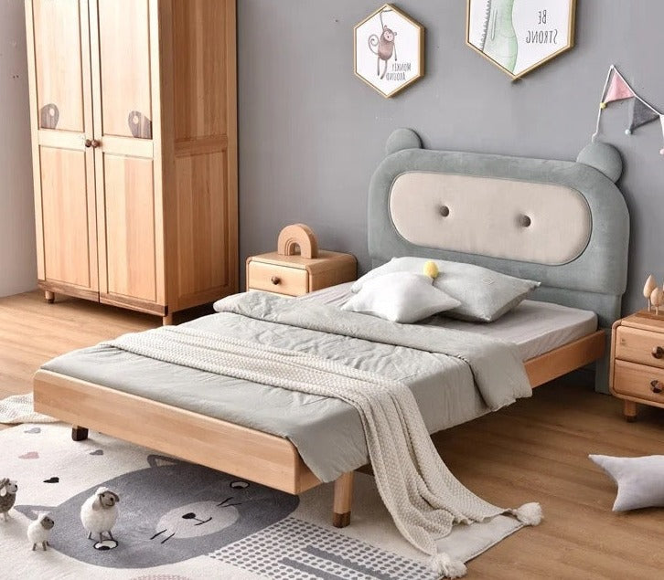 Kids Bed New Style Creative Natural Color Bedroom Furniture Solid Wood Children Bed