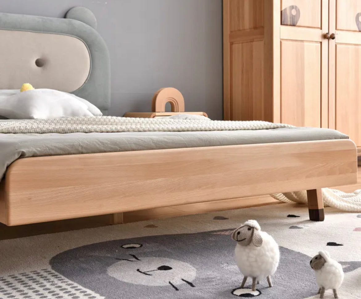 Kids Bed New Style Creative Natural Color Bedroom Furniture Solid Wood Children Bed