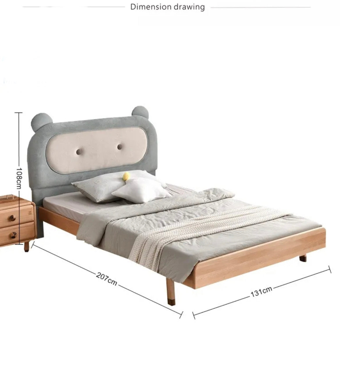 Kids Bed New Style Creative Natural Color Bedroom Furniture Solid Wood Children Bed