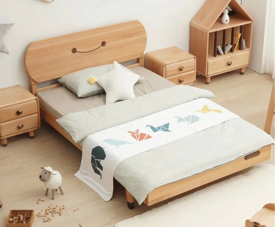 Kids Bed Nordic Style Comfortable Log Color Furniture Solid Wood Children Bed