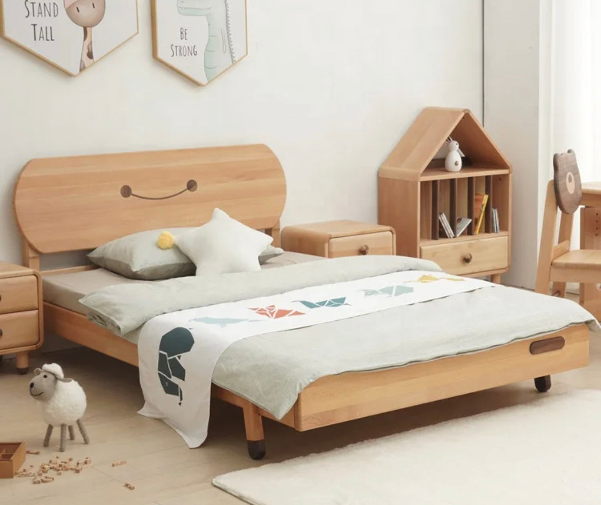 Kids Bed Nordic Style Comfortable Log Color Furniture Solid Wood Children Bed