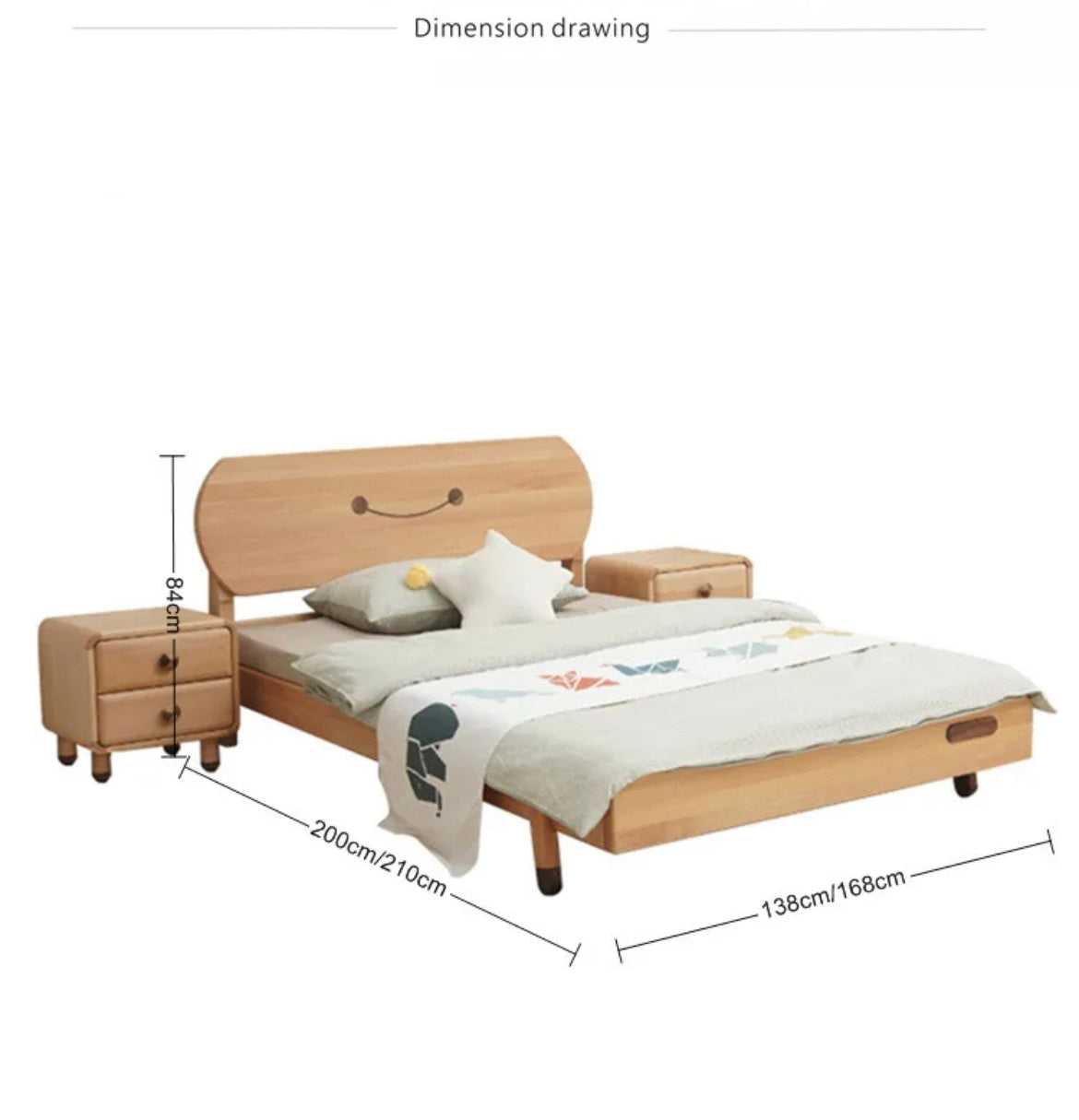 Kids Bed Nordic Style Comfortable Log Color Furniture Solid Wood Children Bed