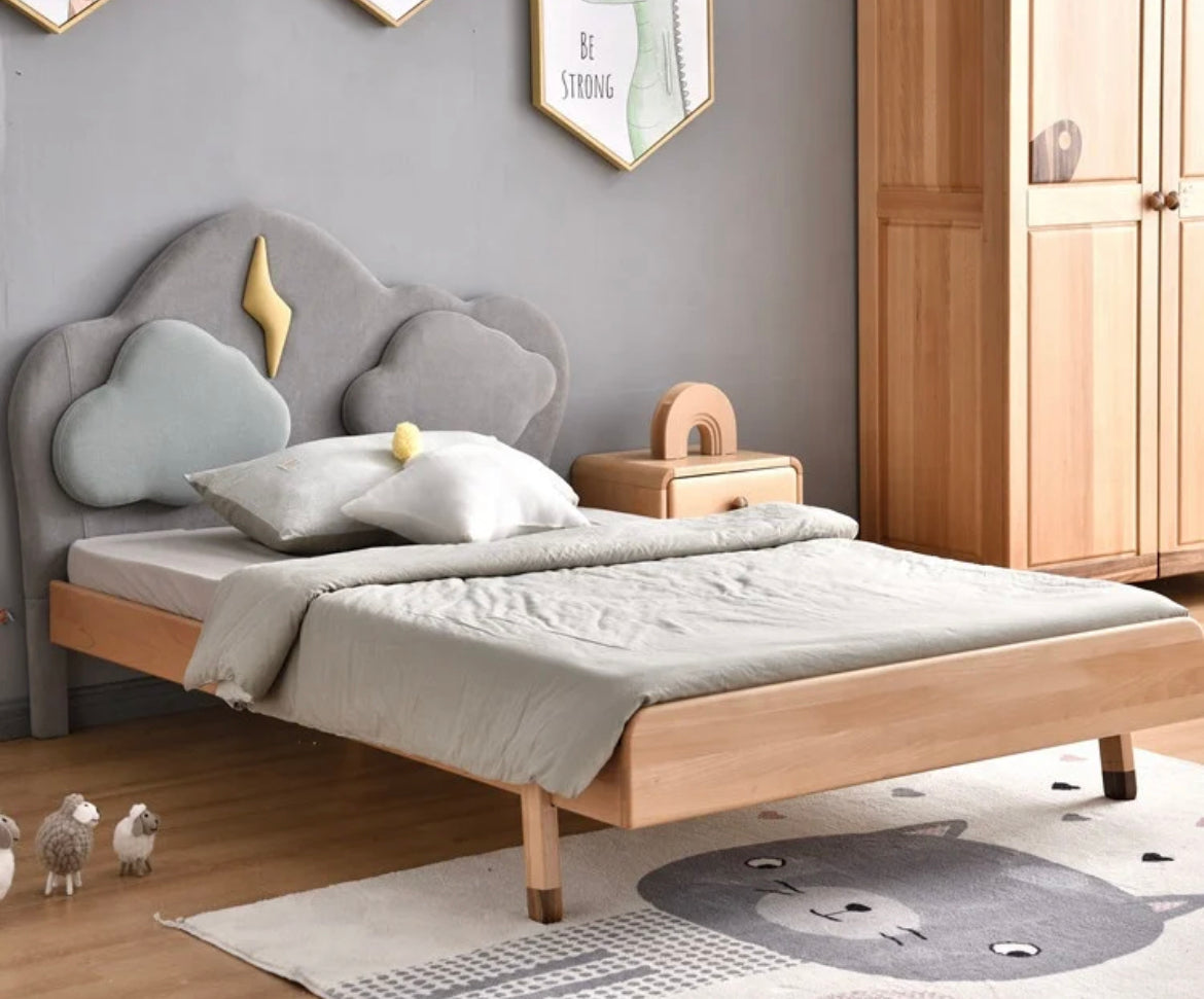 Kids Bed Nordic Style Space Saver Log Color Kids Bedroom Furniture Solid Wood Children Bed