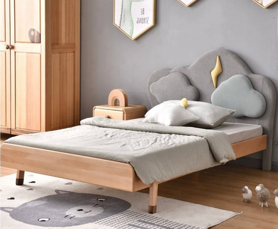 Kids Bed Nordic Style Space Saver Log Color Kids Bedroom Furniture Solid Wood Children Bed