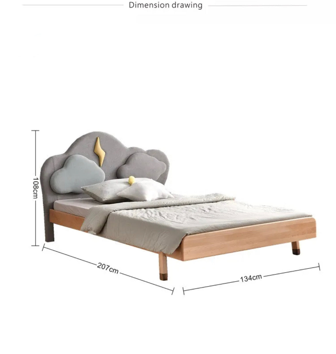 Kids Bed Nordic Style Space Saver Log Color Kids Bedroom Furniture Solid Wood Children Bed