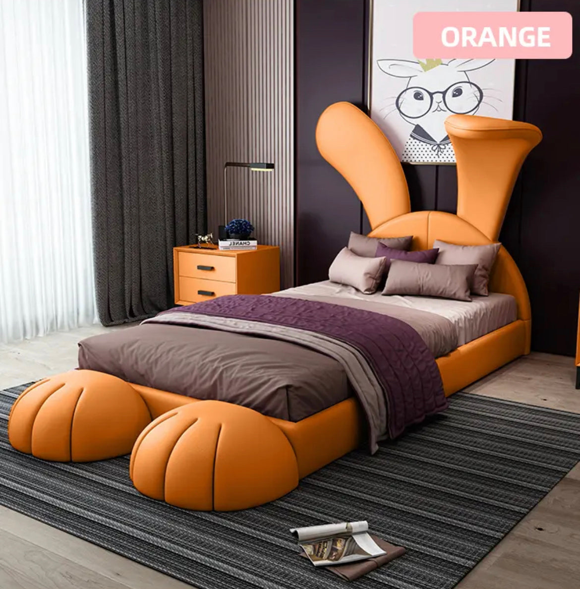 Kids Bedroom Bed High Quality Leather Cute Children's Bedroom Bed Set