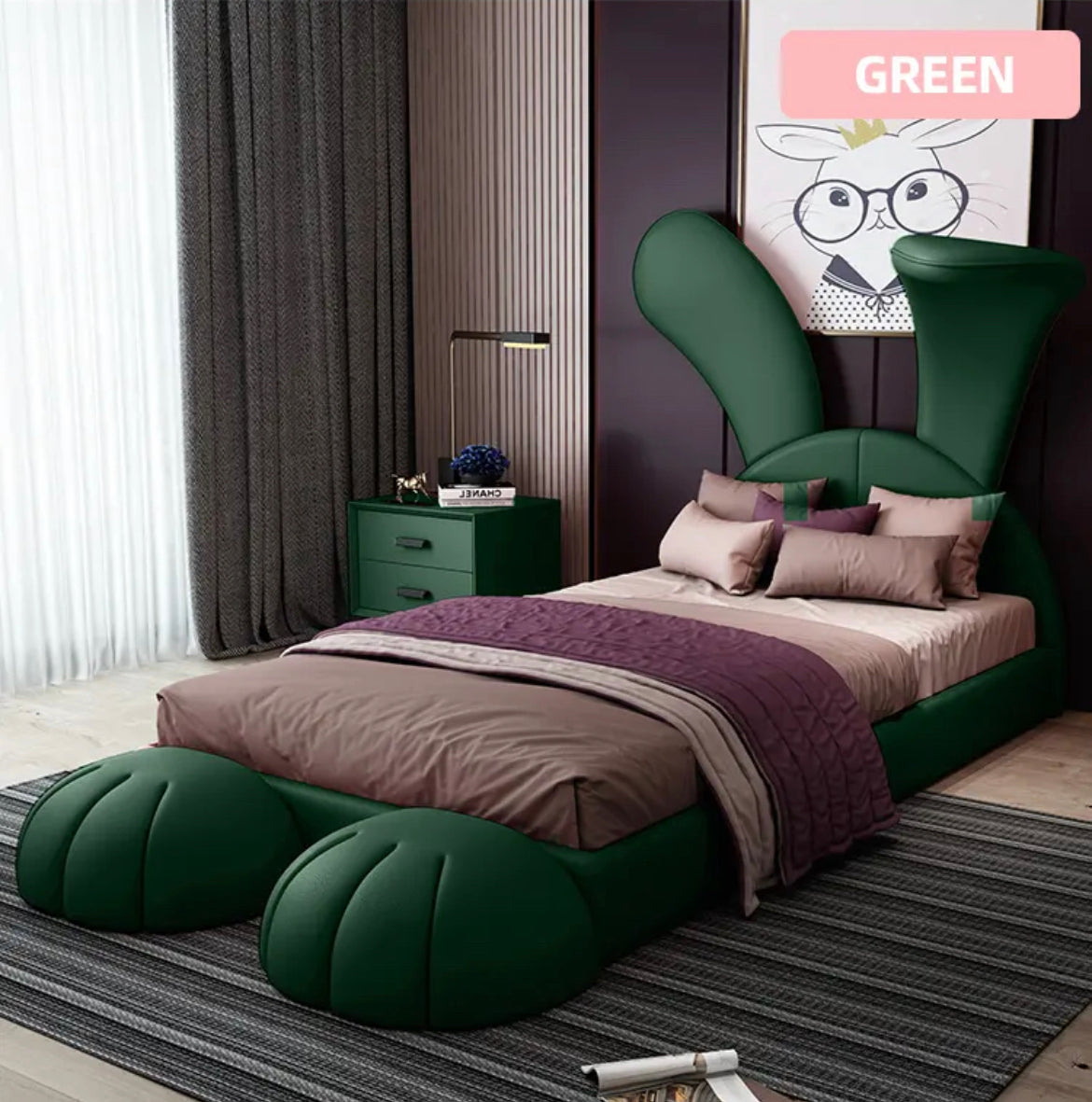 Kids Bedroom Bed High Quality Leather Cute Children's Bedroom Bed Set